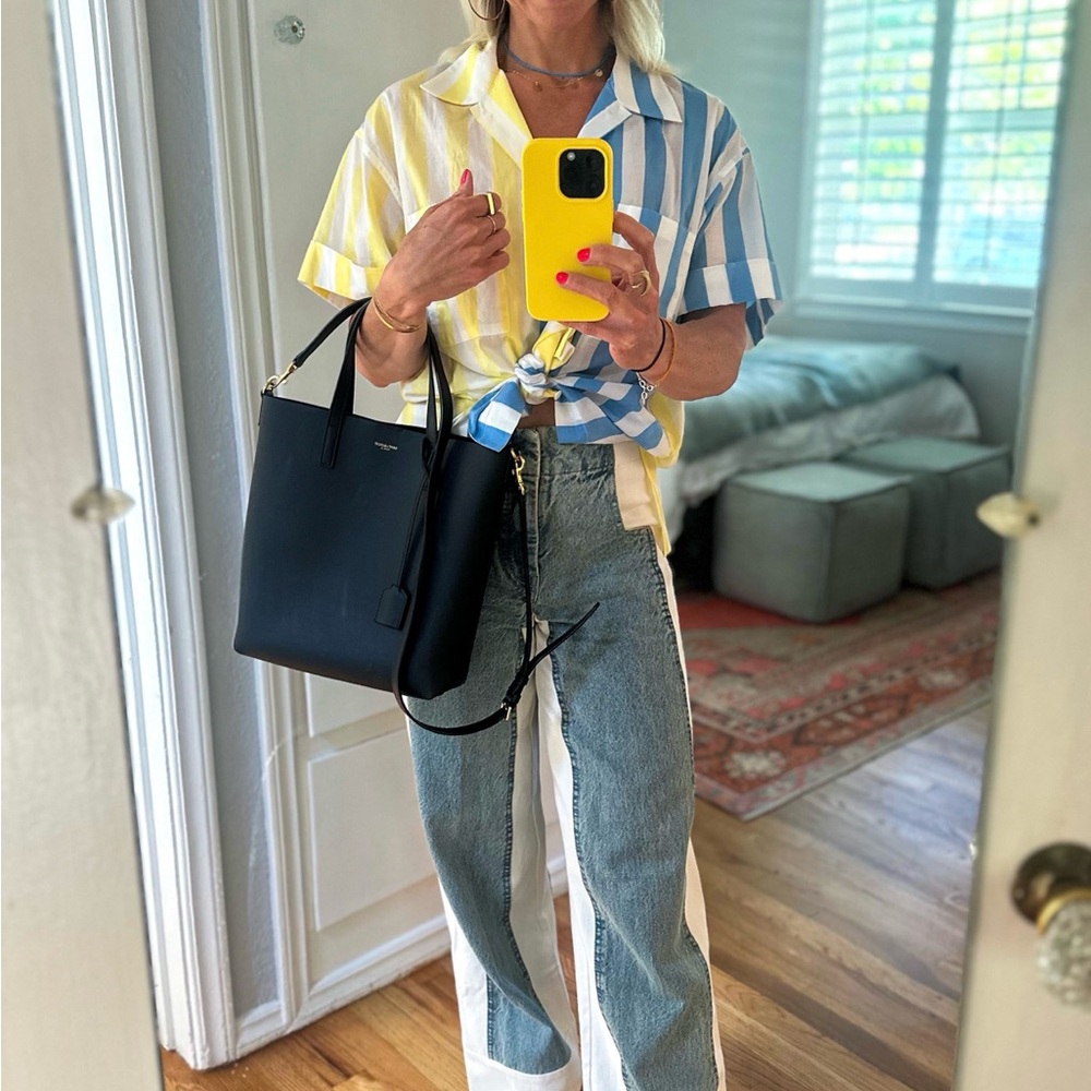 Yves Saint Laurent Blue and White Crossbody Bag